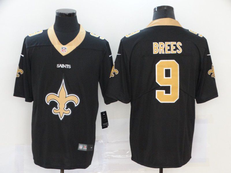 Men New Orleans Saints #9 Brees Black Nike Team logo fashion NFL Jersey